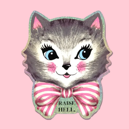 Raise Hell Holographic Cat Sticker