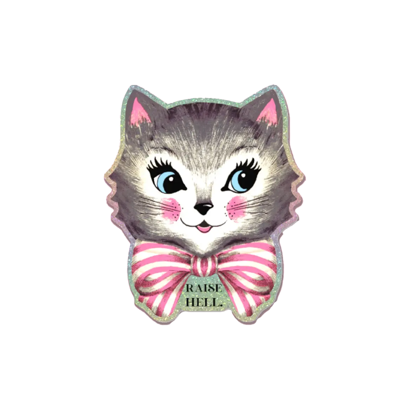 Raise Hell Holographic Cat Sticker