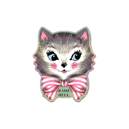 Raise Hell Holographic Cat Sticker
