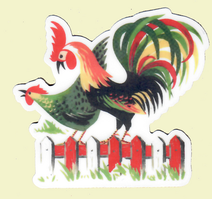 Henpecked Rooster Retro Sticker