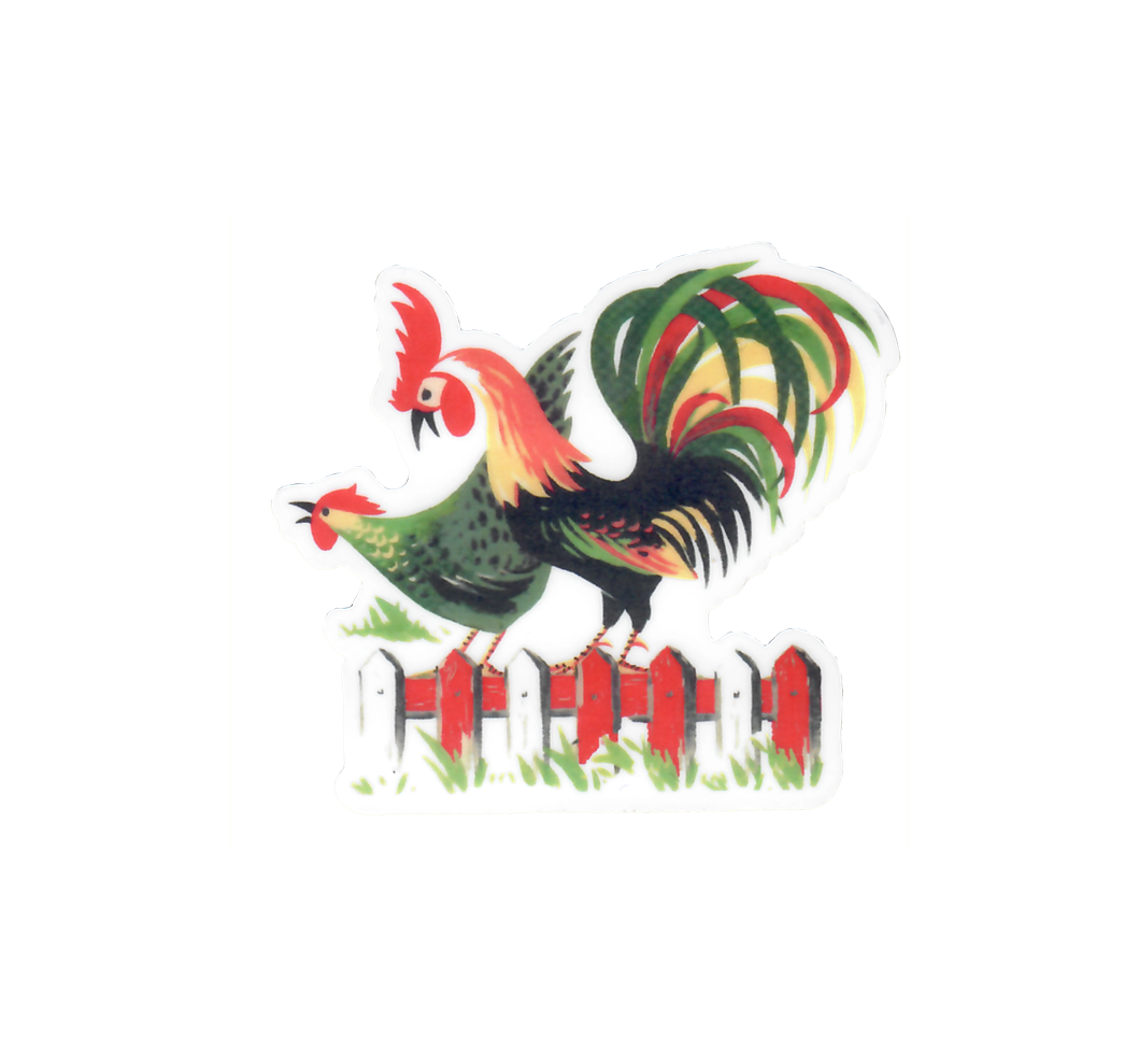 Henpecked Rooster Retro Sticker