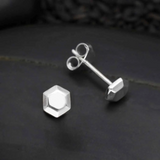 Sterling Silver Hexagon Post Earrings