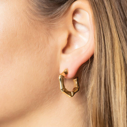 Bamboo 14K Gold Dipped Hoop Earrings