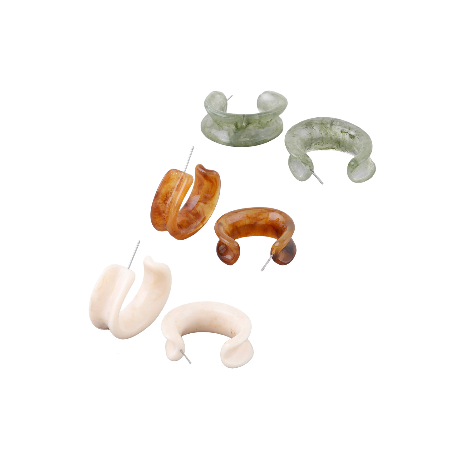 Multi Marble Stone Hoop Earrings