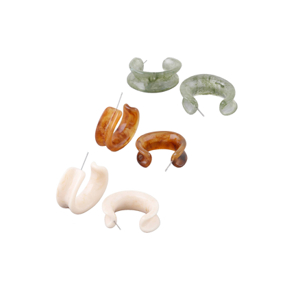 Multi Marble Stone Hoop Earrings