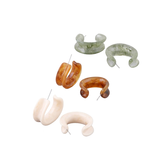 Multi Marble Stone Hoop Earrings