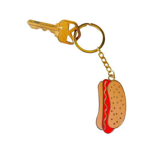 Hot Dog Enamel Keychain