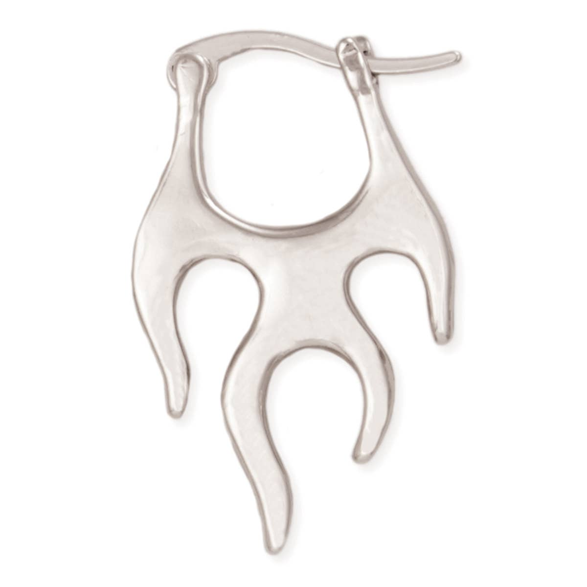 Hot Rod Silver Flames Hoop Earrings