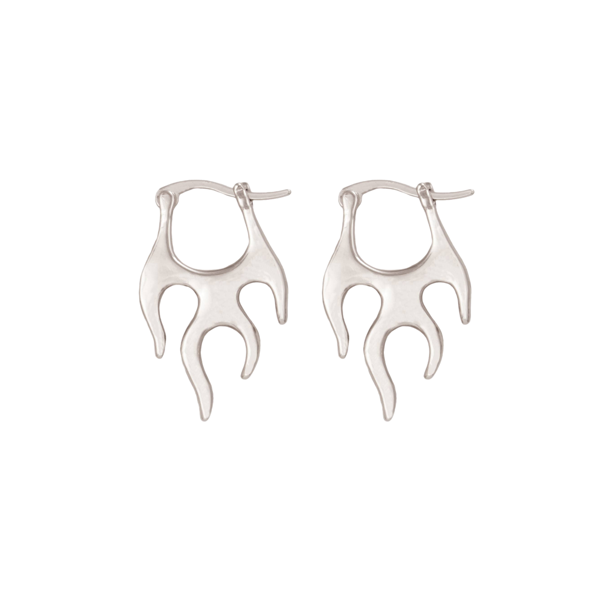 Hot Rod Silver Flames Hoop Earrings