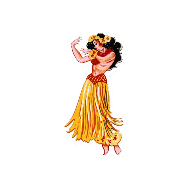 Hula Girl Retro Sticker