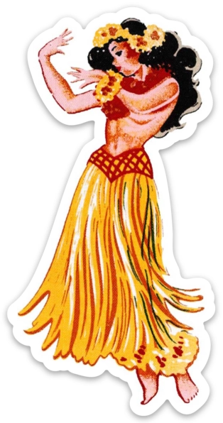 Hula Girl Retro Sticker