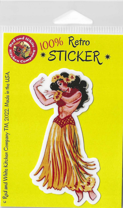 Hula Girl Retro Sticker