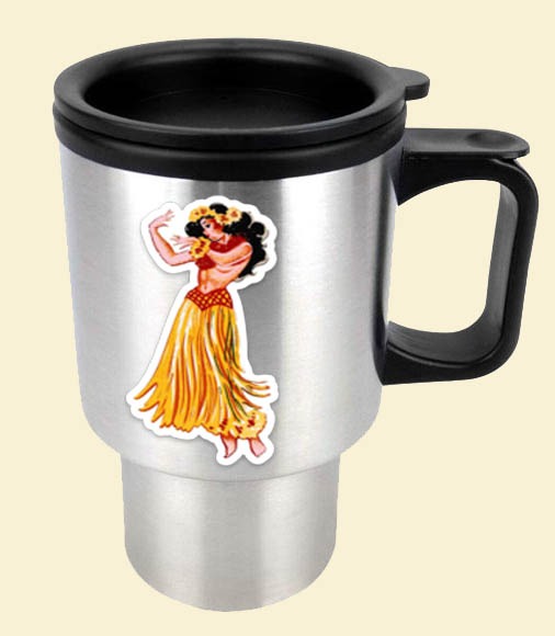 Hula Girl Retro Sticker