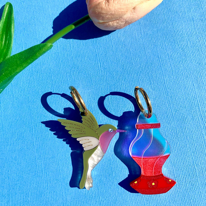 Hummingbird  and Feeder Dangle Earrings