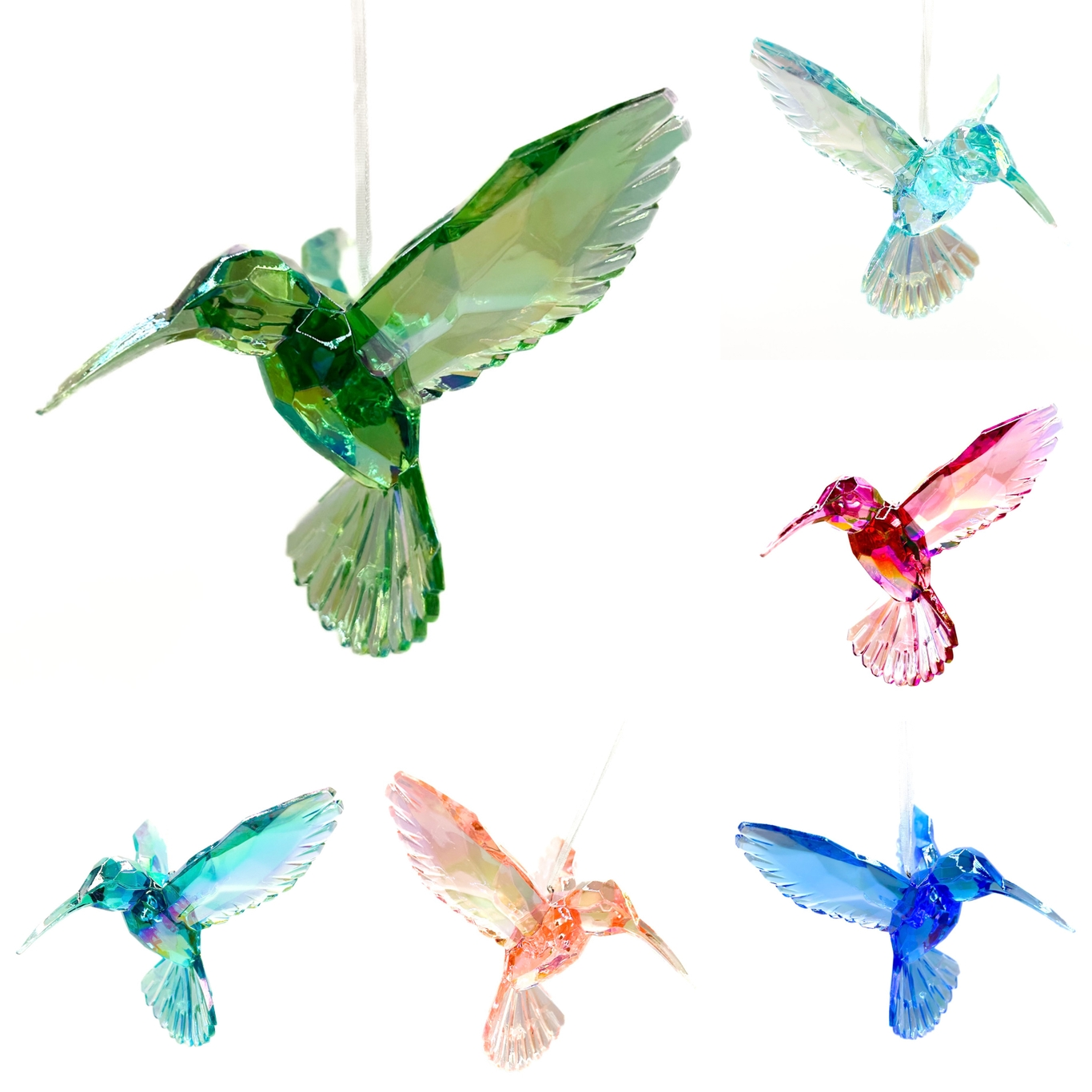 Opalescent Acrylic Hummingbirds