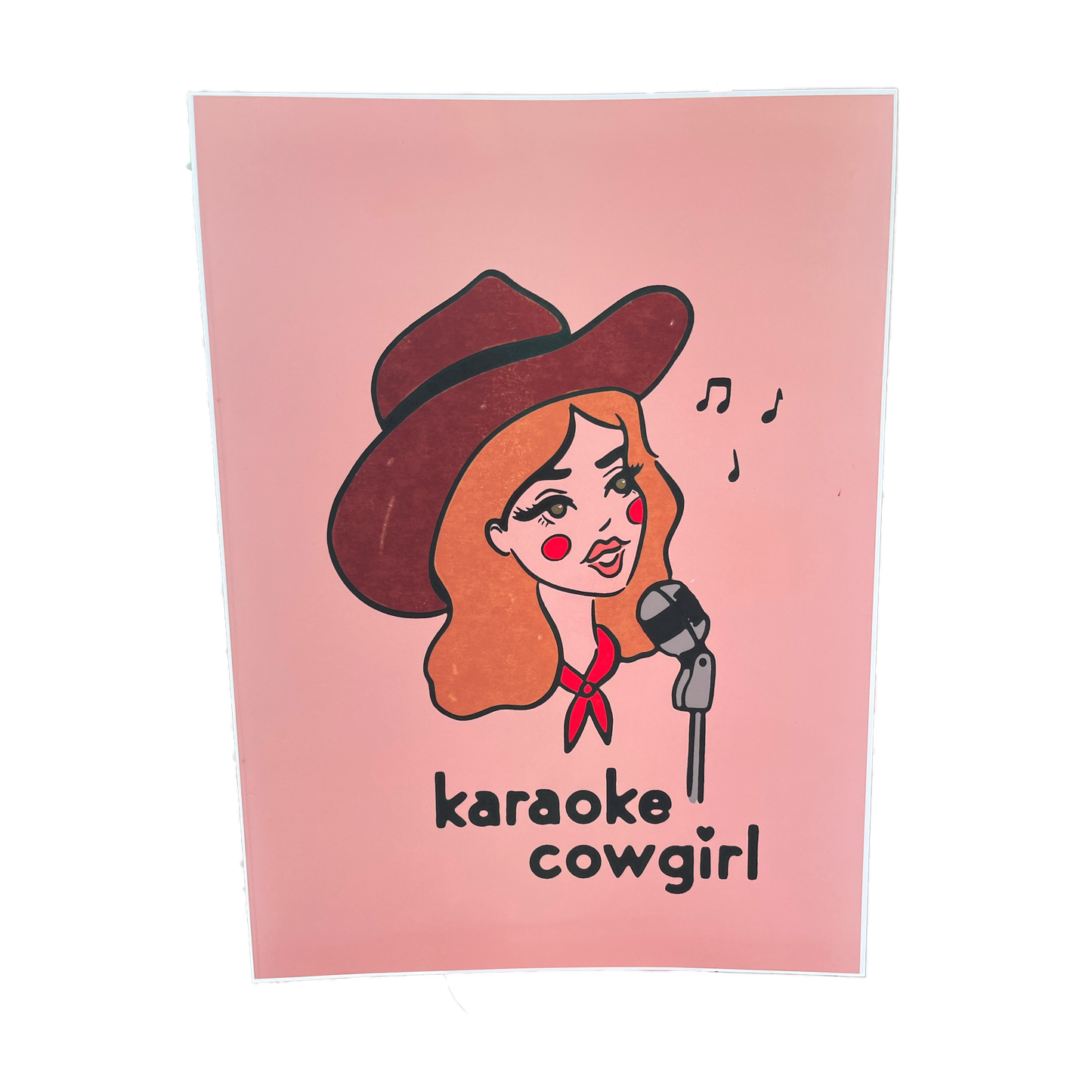 Karaoke Cowgirl Art Print