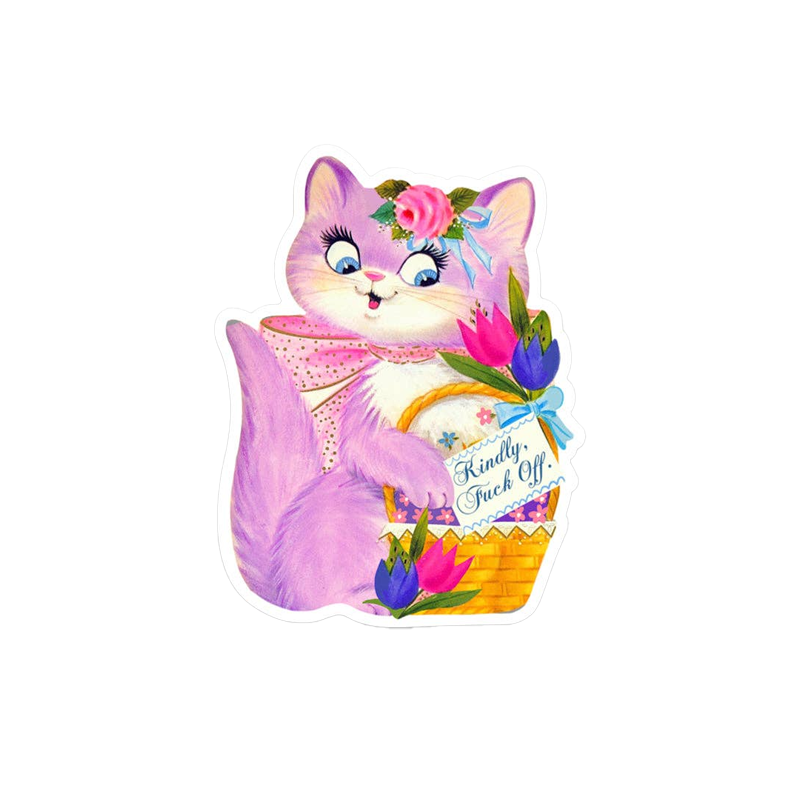Kindly Fuck Off Retro Cat Sticker
