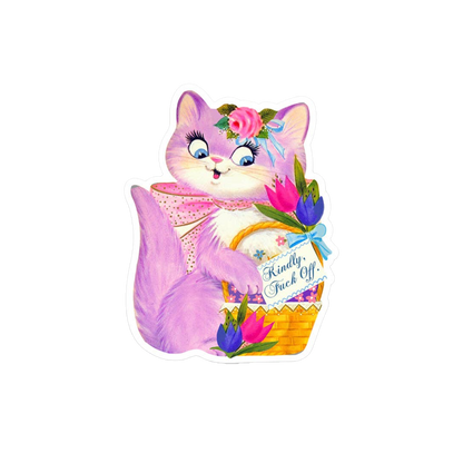 Kindly Fuck Off Retro Cat Sticker