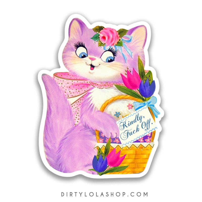 Kindly Fuck Off Retro Cat Sticker