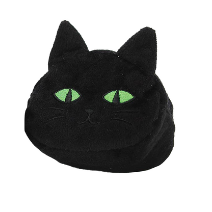 Furry Black Cat Coin Purse With Keychain