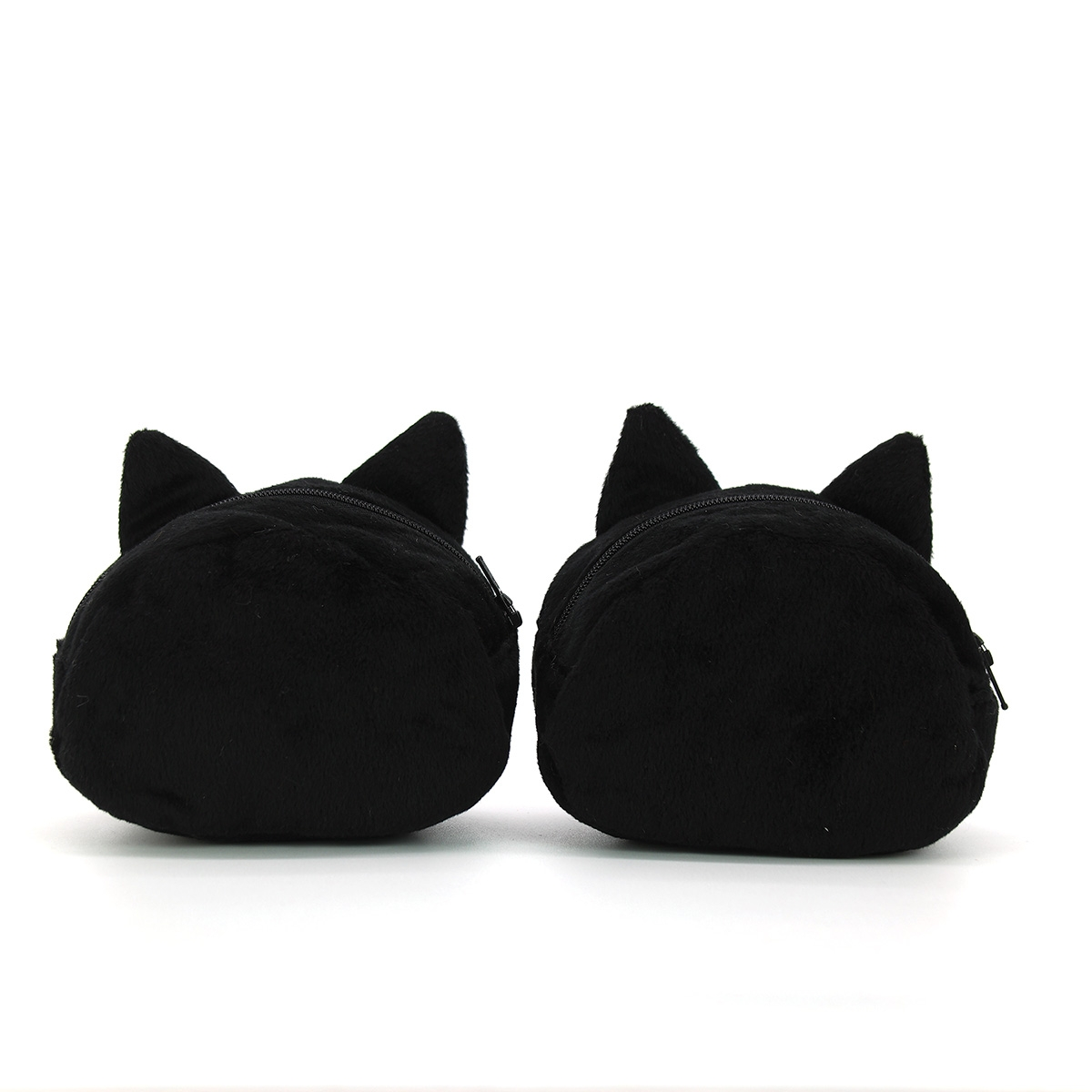 Furry Black Cat Coin Purse With Keychain