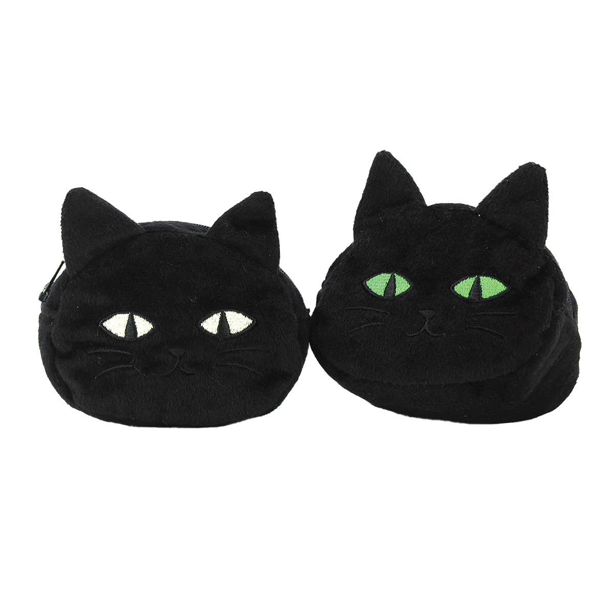 Furry Black Cat Coin Purse With Keychain