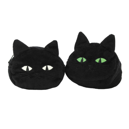 Furry Black Cat Coin Purse With Keychain