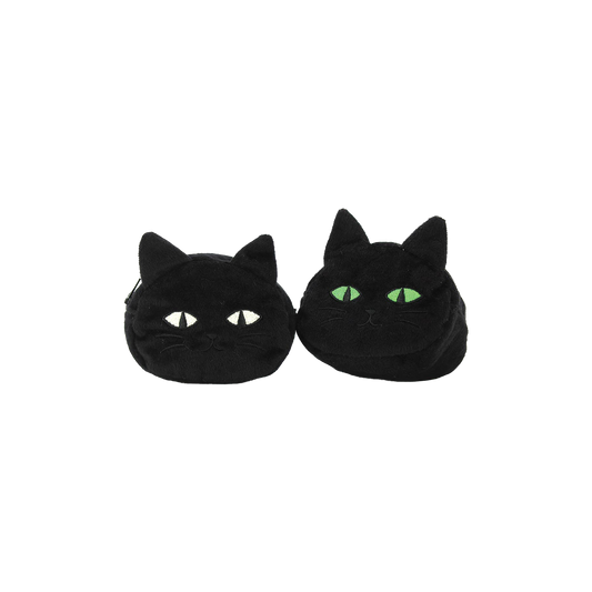 Furry Black Cat Coin Purse With Keychain