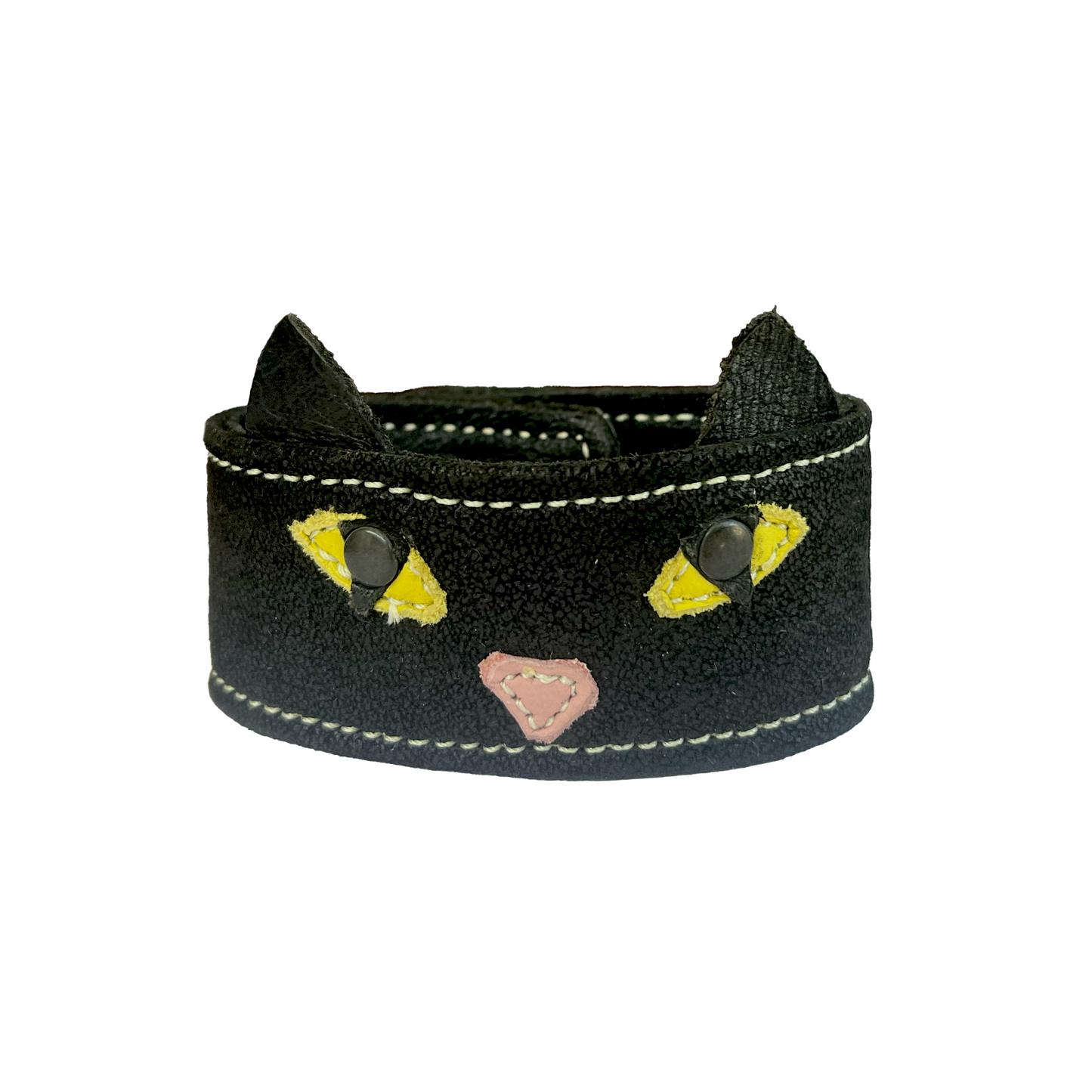 Black Cat Up-cycled Leather Wrist Cuff