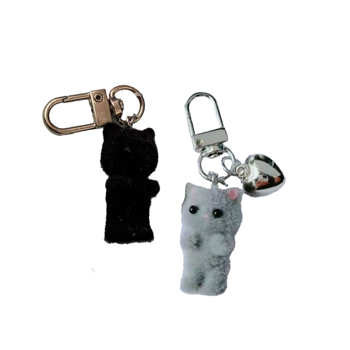 Mini Plush Cat Keychain with Heart Charm – Fuzzy Friends On-The-Go