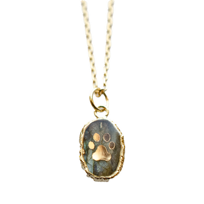 Paw Print Gemstone Necklace