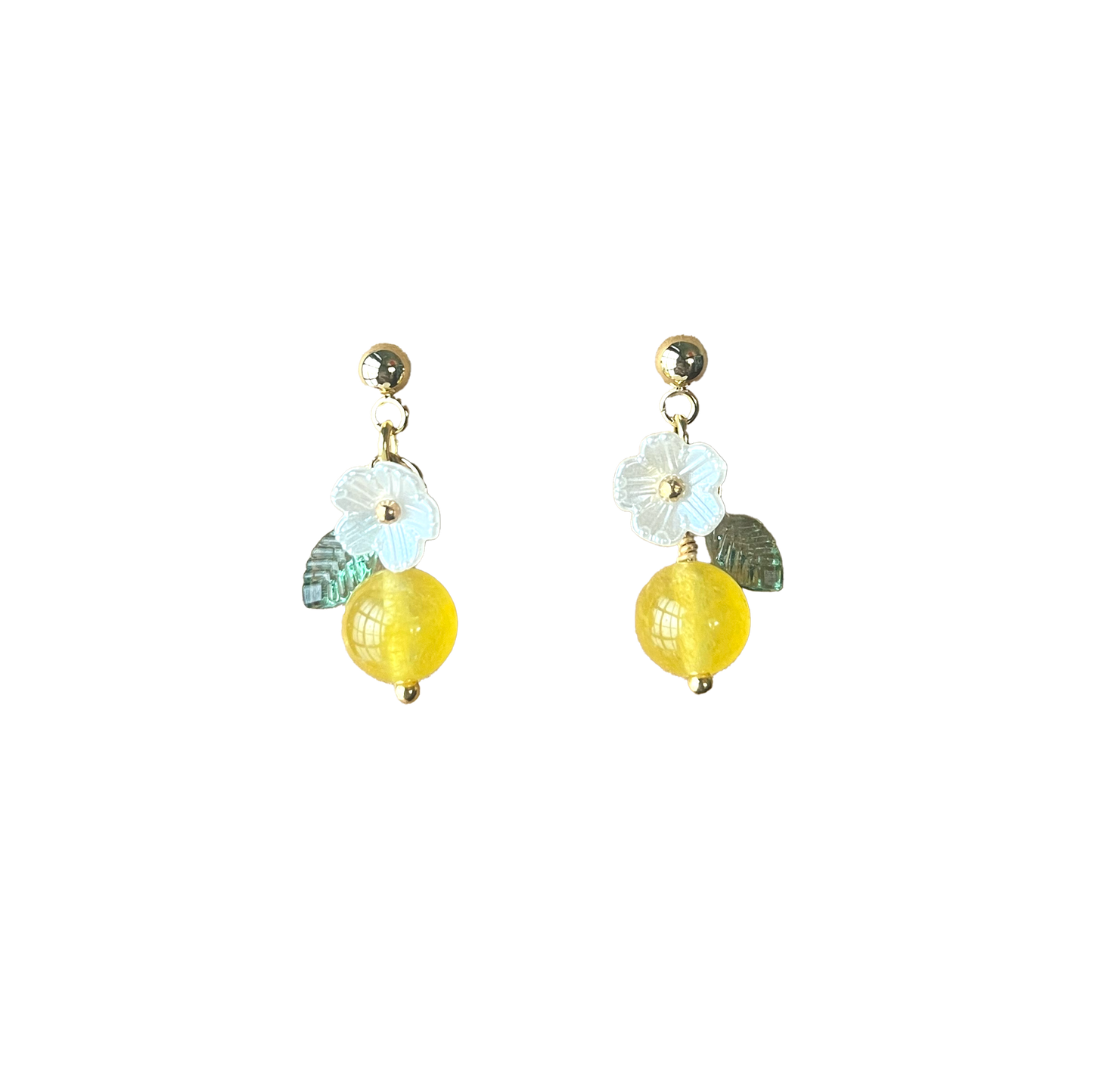 Lemon Beaded Dangle Earrings