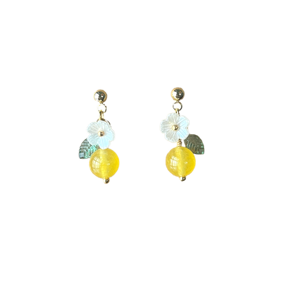 Lemon Beaded Dangle Earrings