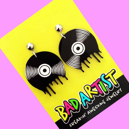 Melted Record Dangle Earrings