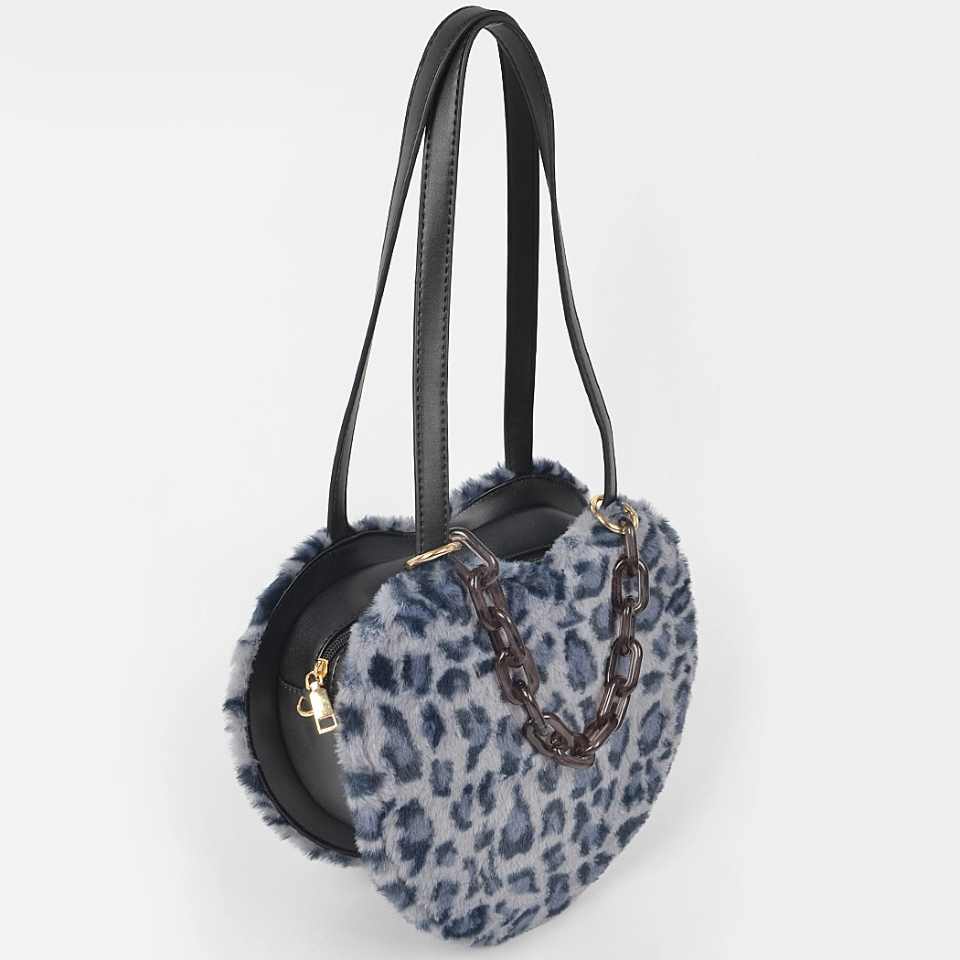 Leopard Heart Shoulder Bag
