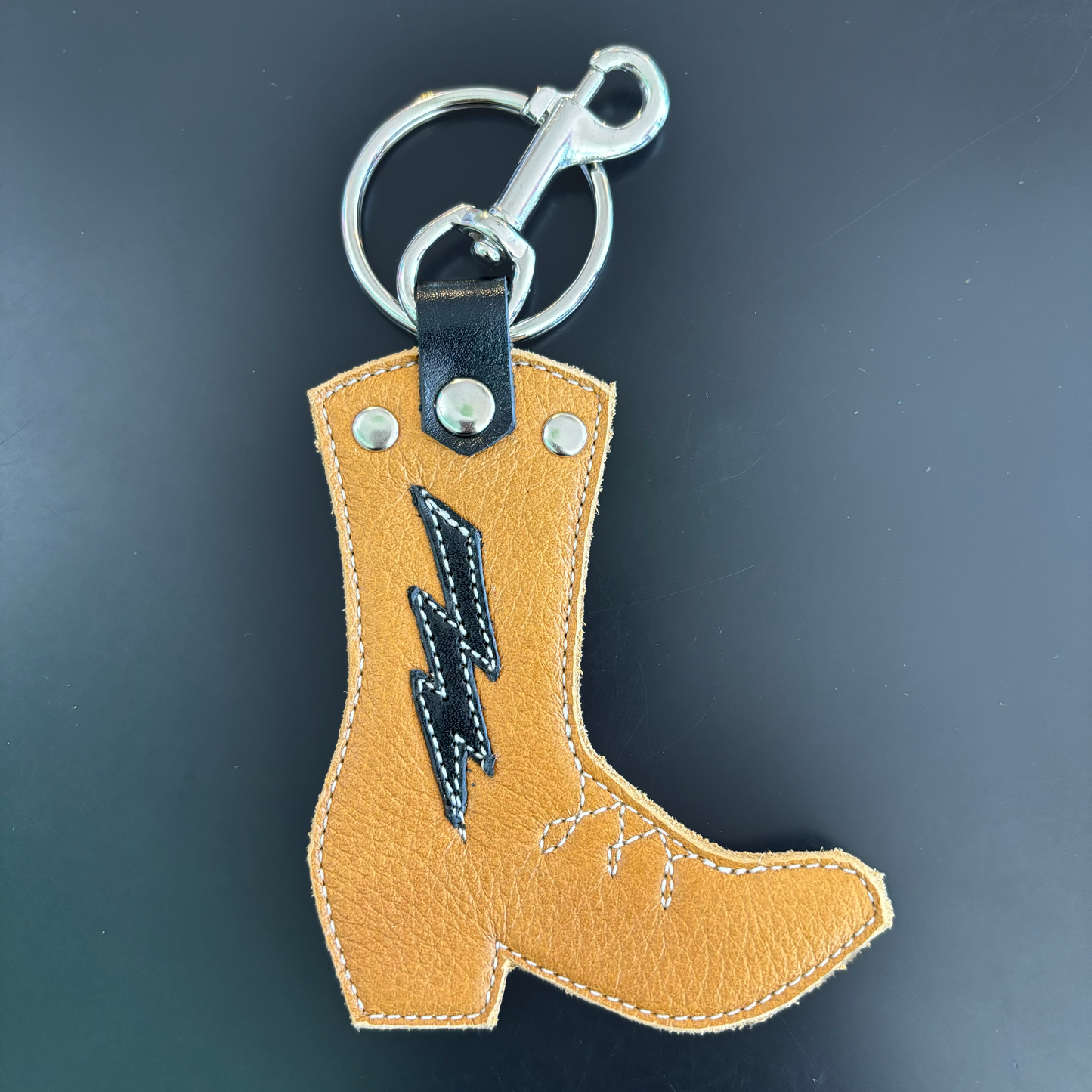 Lightning Bolt Cowboy Boot Keychain