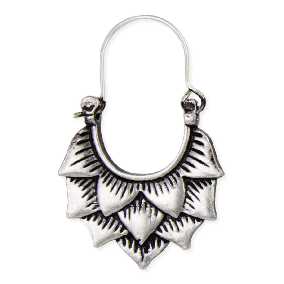 Silver Lotus Hoop Earrings