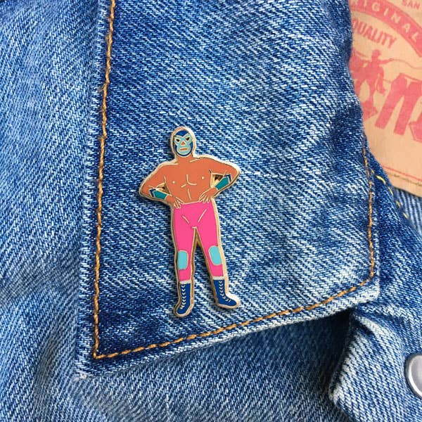 Luchador Enamel Pin