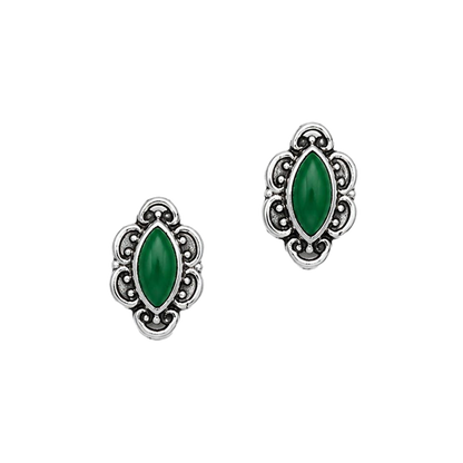 Lucky Charm Green Onyx Sterling Silver Post Earring