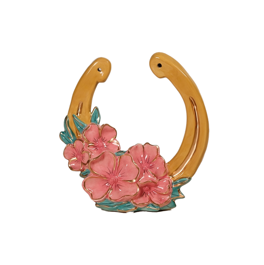 Pink Poppy with Jade Horseshoe Tealight Holder