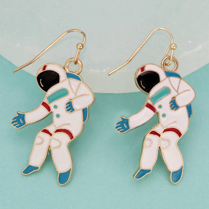 Major Tom Enamel Astronaut Dangle Earrings