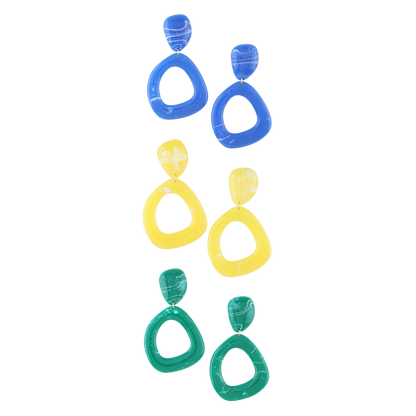 Retro Marble Loop Dangle Earrings