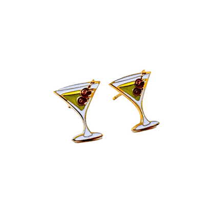 Martini Enamel Post Earrings