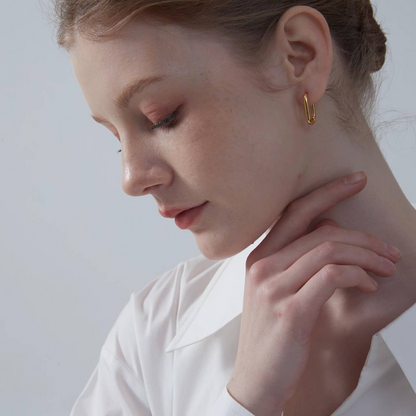 Minimalist Rectangular Hoop Earrings