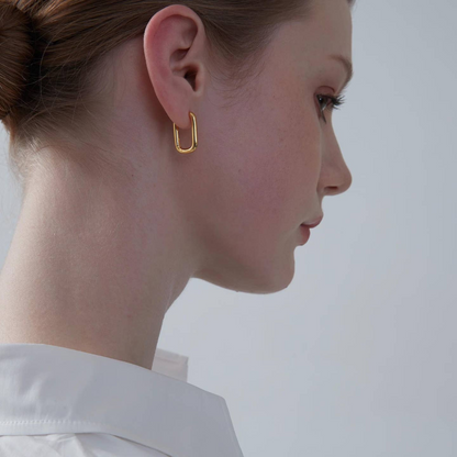 Minimalist Rectangular Hoop Earrings