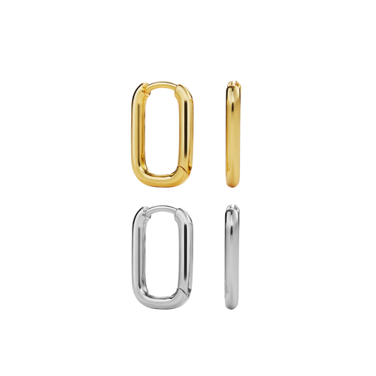 Minimalist Rectangular Hoop Earrings