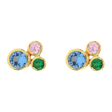 Modernist Bezel Crystal Stud Earrings