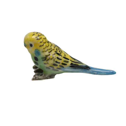 "Mojito" Green Parakeet Porcelain Miniature