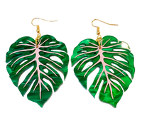 Monstera Forest Marble Earrings