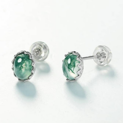 Moss Agate Post Earrings